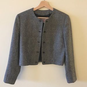 Cropped Houndstooth Blazer